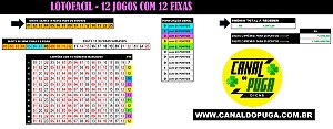 Planilha Lotofacil - Resultado com 12 Jogos e 12 Fixas