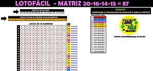 Planilha Lotofacil - Desdobramento 20 Dezenas em Jogos de 16 Numeros