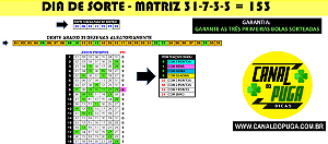 Planilha Dia de Sorte - Fechamento de 31 Dezenas pra Acertar 3 de 3