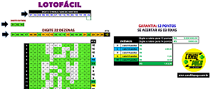 Planilha Lotofácil 20 dezenas com 6 fixas - Garantia de 14 pontos - 69 Jogos  - Lotocerta