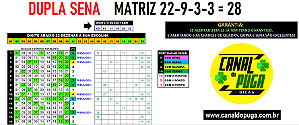 Planilha Dupla Sena | Desdobramento 22 Dezenas em Jogos de 9 Numeros