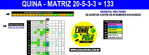 Planilha Quina - Fechamento com 20 Dezenas pra Acertar Terno