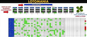 Planilha Lotomania - Esquema Com 99 Dezenas Em Linhas De 36