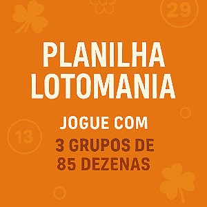 Planilha Lotomania - Jogue Com 3 Grupos De 85 Dezenas