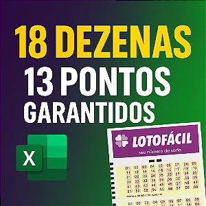 Planilha Lotofacil | Desdobramento 18 Dezenas com 13 Pontos