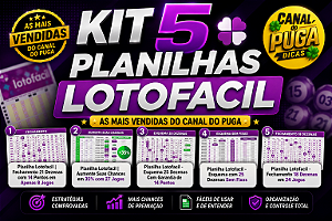 KIT 5 PLANILHAS LOTOFÁCIL – Estratégias Mais Procuradas
