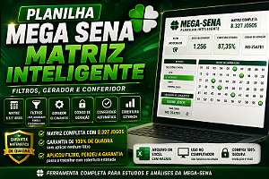 Planilha Mega Sena | Matriz Inteligente com Filtros, Gerador e Conferidor