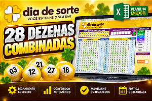 Planilha Dia de Sorte 28 Dezenas Combinadas – Fechamento para 4 Pontos