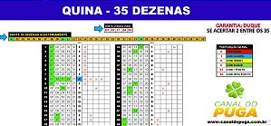 Planilha Quina - 35 Dezenas Se Acertar 2 Já tem 2 Pontos