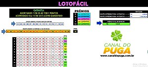 Planilha Lotofacil - Esquema com 20 Dezenas em 34 Jogos