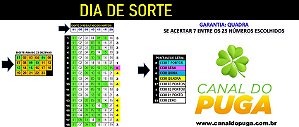 Planilha Dia de Sorte - Esquema com 23 Dezenas Fechando Quadra