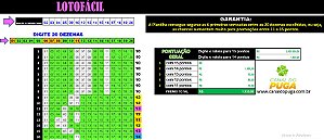 Planilha Lotofácil 20 dezenas com 6 fixas - Garantia de 14 pontos - 69 Jogos  - Lotocerta