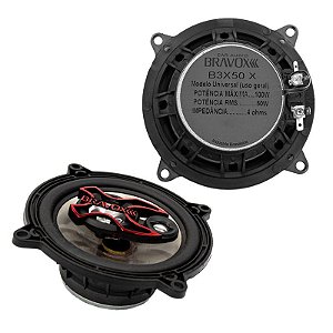 Par Alto Falantes Triaxiais Bravox B3X50X 5 Polegadas 50 W RMS Cada 4 Ohms