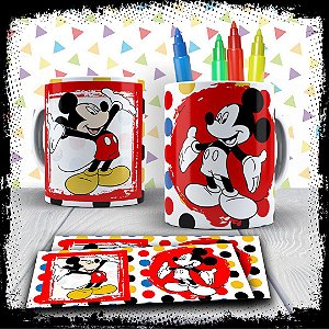  Kit Caneca para pintar Mickey Mouse + Jogo de Canetinhas Laváveis