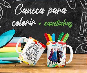 Kit Caneca Para Colorir Frozen 2.0