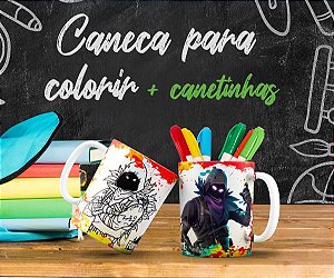 Kit Caneca para pintar Hulk + Jogo de canetinhas Laváveis em