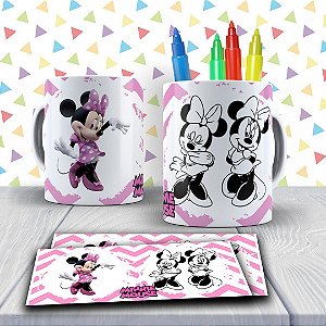Kit Caneca para pintar Minnie Mouse + Jogo de canetinhas Laváveis