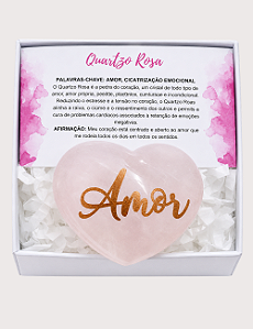CORAÇÃO DE CRISTAL QUARTZO ROSA NA GIFT BOX