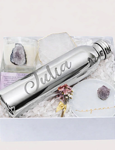 AMAZING AMETISTA | GARRAFA TÉRMICA PRATA | VELA E PORTA JOIAS AMETISTA | APARADOR QUARTZO | GIFT BOX