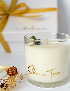 VELA SHANA TOVÁ COM MINI CRISTAIS DA FELICIDADE | GIFT AVULSO