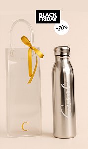PROMOÇÃO! GARRAFA TÉRMICA PRATA PERSONALIZADA | GANHE SACOLA CRISTAL PERSONALIZADA | GIFT