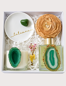 GIFT BOX AROMAS & FLOR | PORTA-JOIAS | VELA AROMA CHÁ BRANCO | AROMATIZADOR