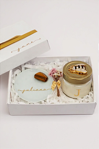 GIFT BOX BEELIVING | VELA ECOLOGICA ABELHA | PORTA JOIAS OLHO DE TIGRE | CAIXA RÍGIDA PERSONALIZADA |  COLEÇÃO SHANA TOVA