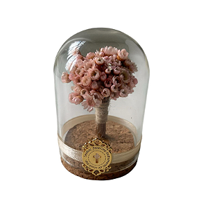 MINI REDOMA COM MINI BUQUET DE FLORES SECAS - GIFT ESPECIAL
