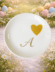 PORTA-JOIAS CORAÇÃO DOURADO E LETRA INICIAL PERSONALIZADA - GIFT AVULSO