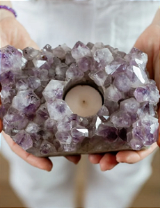 PORTA VELAS DRUSA DE AMETISTA - GIFT AVULSO OU NA CAIXA PERSONALIZADA