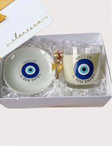 GIFT BOX AQUI SÓ O BEM ENTRA | VELA E PORTA-JOIAS OLHO GREGO
