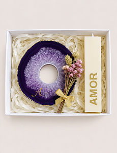 PORTA-VELA DAS INTENÇÕES | ÁGATA ROXA | PERSONALIZADO