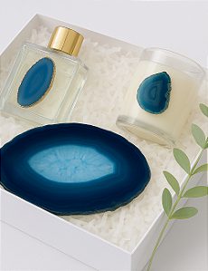 GIFT BOX AROMAS ÁGATA | VELA AROMA CHÁ BRANCO | APARADOR ÁGATA