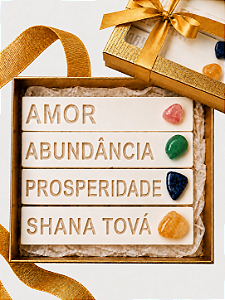 04 VELAS DAS INTENÇÕES | CAIXA DOURADA VISOR TRANSPARENTE | | COLEÇÃO SHANÁ TOVÁ