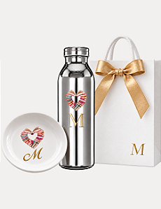 KIT INSPIRA PRATA PERSONALIZADO | GARRAFA TÉRMICA PRATA | PORTA-JOIAS | COLEÇÃO DIA DOS PROFESSORES