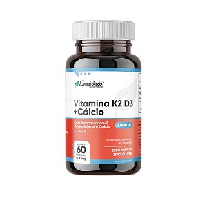 Vitamina K2 + D3 + Cálcio 2000UI - 500mg - 60 Cápsulas