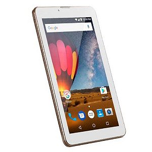 Tablet 7' Multilaser M7-3G Plus BR/Dourado NB272 - Android 7.0, 2 Chips, Q.core, 1Gb Ram, Mem 8Gb