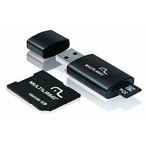Cartão de Memória Multilaser MC113 32GB Classe 10 3 em 1 1 Micro Sd 32 Gb 1 Adap Micro Sd 1 Leitor