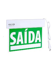 Sinalização saída SLIM Face Única verde emergência com adesivo 24x18cm