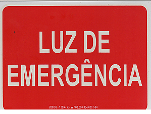 PLACA INDICATIVA - LUZ DE EMERGÊNCIA
