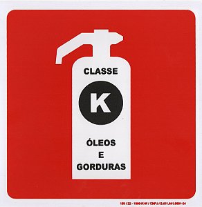 PLACA INDICATIVA DE EXTINTOR CLASSE K