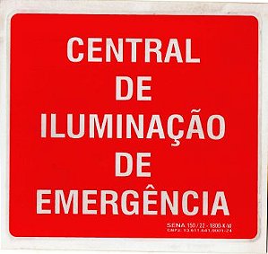 PLACA INDICATIVA - CENTRAL DE ILUMINAÇÃO DE EMERGÊNCIA