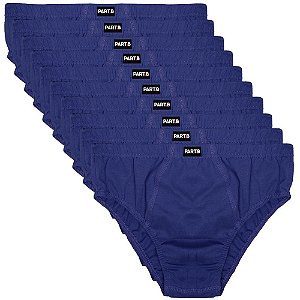 Kit com 10 Cuecas Slip Masculina Part.B Azul Marinho