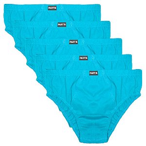 Kit com 5 Cuecas Slip Infantil Part.B Azul Claro