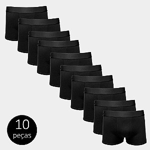 Kit Com 10 Cuecas Boxer Cotton Confort Masculina Part.B Preta