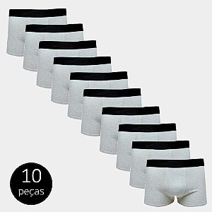 Kit Com 10 Cuecas Boxer Cotton Confort Masculina Part.B Cinza