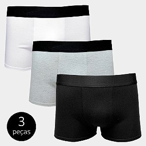 Kit Com 3 Cuecas Boxer Cotton Confort Masculina Part.B Colors