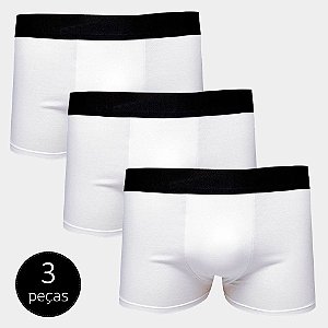 Kit Com 3 Cuecas Boxer Cotton Confort Masculina Part.B Branca