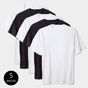 Kit Camiseta Básica c/ 5 Peças Masculina Multicor