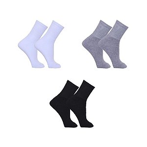 Kit 3 Pares Meia Adulto Masculina Esportiva Cano Alto Algodão